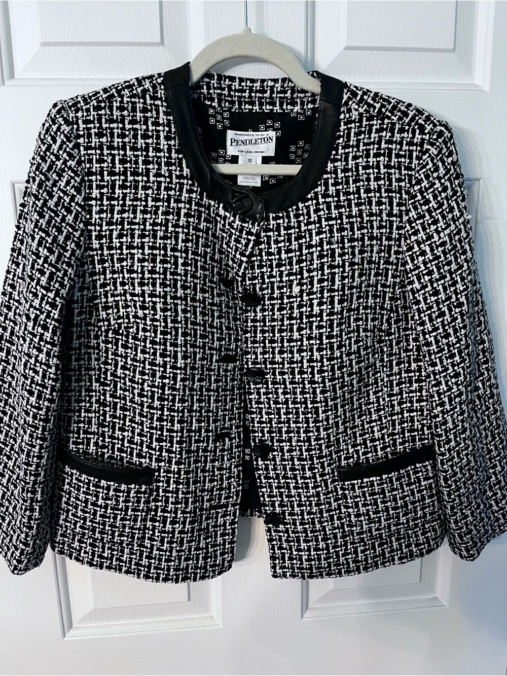 Pendleton Women's Black & White Tweed Jacket 10